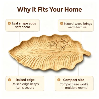 Creative Leaf-Shaped Wooden Serving Tray